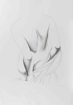 Nude from the Back - Etching by Giacomo Porzano - 1975