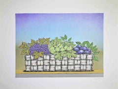 Still Life with Basket of Fruit - Lithograph by Bruno Caruso - 1980s