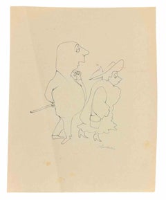 Madame et Monsieur, Pen, Modern Style, Signed, 1945ca