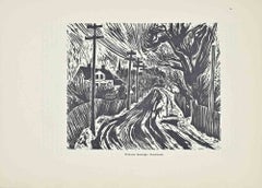 Dorfstraße (Village Street) - Woodcut - 1920s