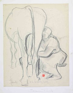 La mungitura - Disegno di Suzanne Tourte - anni '40