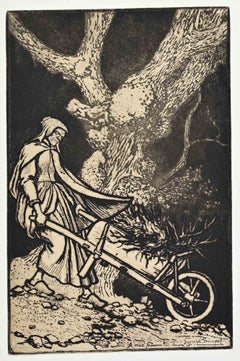 La Vieille à la Brouette (The Old Woman with..- Etching by Georges Bruyer - 1922