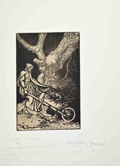 La Vieille à la Brouette (The Old Woman with..- Etching by Georges Bruyer - 1922