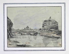 View of Rome: Castel Sant'Angelo ...-Drawing by Edouard Dufeu-Late-19th Century
