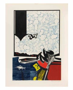 Composición surrealista - Técnica mixta de Hubert Fischlhammer - Finales del siglo XX