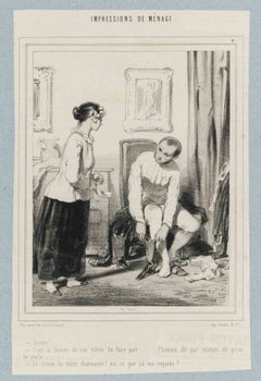 Impressions de Ménage - Lithograph By Paul Gavarni - 19th Century