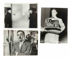 Collezione di tre foto di scena originali d'epoca su pellicola in gelatina d'argento di Totò - anni '50