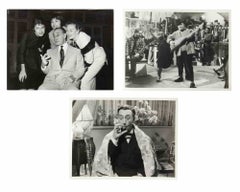 Collezione di tre foto di scena originali d'epoca su pellicola in gelatina d'argento di Totò - anni '50