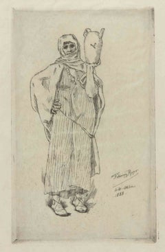 Algerierin mit einem Krug (Sidi-Okba) – Radierung von Félicien Rops – 1888