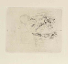Swan and Duck, with Portraits of Julie - Etching by Berthe Morisot - 1889