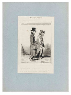 Impressions de Ménage - Plate 17 - Lithograph By Paul Gavarni - Mid-19th Century