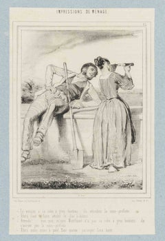 Impressions de Ménage - Plate 15 - Lithograph By Paul Gavarni - Mid-19th Century