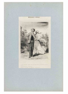 Impressions de Ménage - Plate 1 - Lithograph By Paul Gavarni - Mid-19th Century