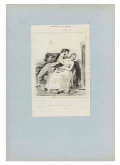 Impressions de ménage - Planche 12 - Lithographie de Paul Gavarni - Milieu du XIXe siècle