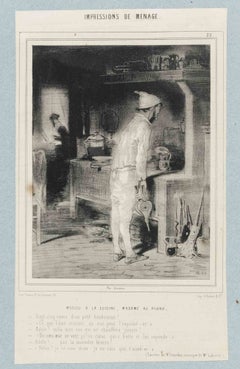 Impressions de Ménage - Plate 22 - Lithograph By Paul Gavarni - Mid-19th Century