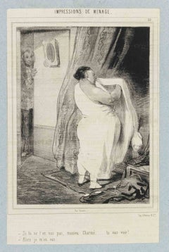 Impressions de Ménage - Plate 33 - Lithograph By Paul Gavarni - Mid-19th Century
