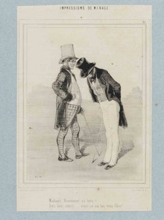 Impressions de Ménage - Plate 21 - Lithograph By Paul Gavarni - Mid-19th Century