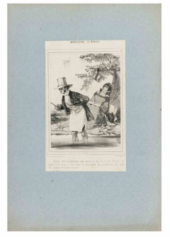 Impressions de Ménage - Plate 6 - Lithograph By Paul Gavarni - Mid-19th Century