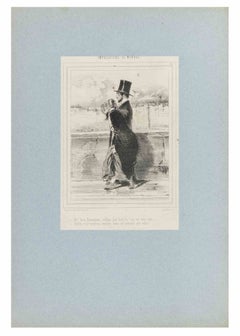 Impressions de Ménage - Plate 23 - Lithograph By Paul Gavarni - Mid-19th Century