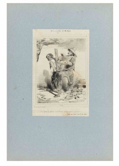 „Impressions de Ménage“ – Tafel 5 – Lithografie von Paul Gavarni – Mitte des 19. Jahrhunderts