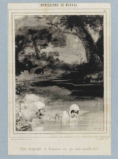 „Impressions de Ménage“ – Tafel 29 – Lithografie von Paul Gavarni – Mitte des 19. Jahrhunderts