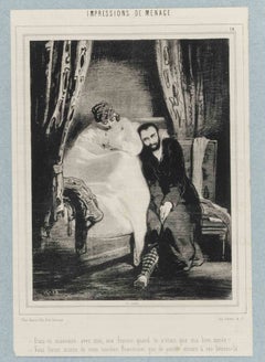 Impressions de Ménage - Planche 18 - Lithographie de Paul Gavarni - Milieu du XIXe siècle