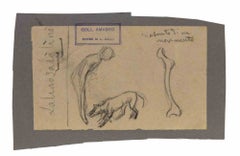 Uomo con cane - Disegno di Luigi Galli - Fine del XIX secolo