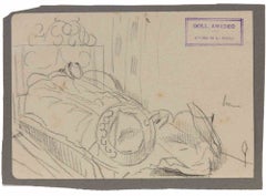 The Bedroom - Drawing by Luigi Galli - Late 19th Century