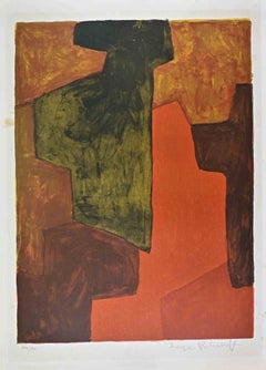 Composición «Orange et Verte» - Litografía de Serge Poliakoff - 1964