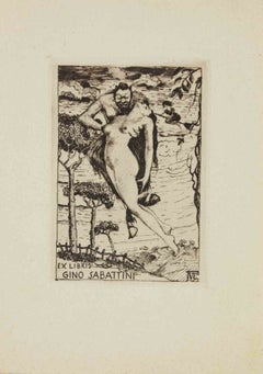 Ex Libris Gino Sabattini, Woodcut, Mid 20th Century, Unframed