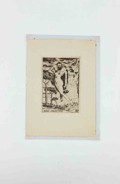 Ex Libris Gino Sabattini, Woodcut, Mid 20th Century, Unframed