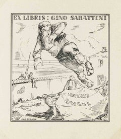 Vecchia Spagna - Ex Libris Gino Sabattini, Woodcut, Mid 20th Century, Unframed