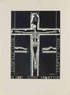 Memento Mori / Eclampsia - Ex Libris Gino Sabattini, Woodcut, Mid 20th Century