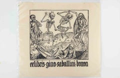 Dance of Death - Ex Libris Gino Sabattini, Woodcut, Mid 20th Century