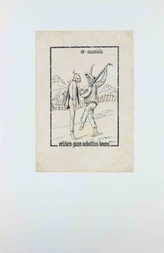 Ex Musicis - Ex Libris Gino Sabattini, Woodcut, Mid 20th Century