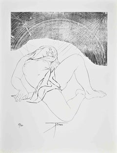 Reclined Girl - Etching by Pierre Yves Tremois - 1970s