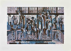 50 Jahre U-Bahn Hamburg (50 Years of the Hamburg Subway), Woodcut, 1962