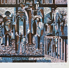 50 Jahre U-Bahn Hamburg (50 Years of the Hamburg Subway), Woodcut, 1962