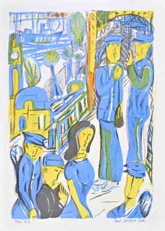 Hefenszene (Harbor Scene) - Lithograph by Albert Christoph Reck - 1962