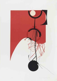 «Composición abstracta», litografía de Gianni Polidori, abstracta, década de 1970, sin enmarcar