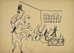 Arte y poder, carboncillo, estilo moderno, firmado, década de 1960