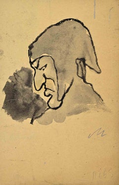 «El poeta», acuarela, estilo moderno, firmada, mediados del siglo XX