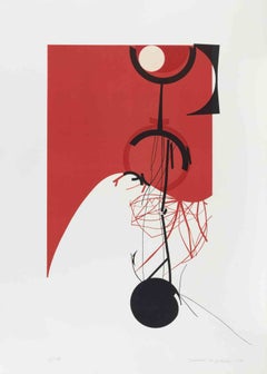«Composición abstracta», litografía de Gianni Polidori, abstracta, década de 1970, sin enmarcar