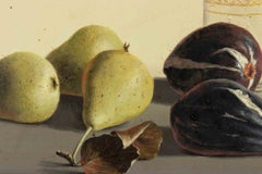 Still Life with Peers, Figues and Glass Bottle-OilPaint by Piero Antonelli-1960s