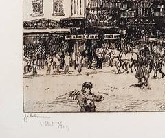 New York, Courtland Street Etching, Realist Style, Signed, 1908
