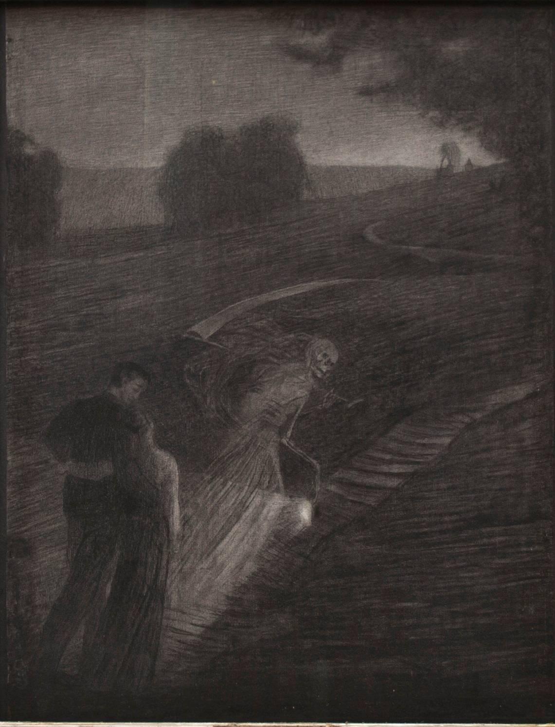 Towards the Peace - Charcoal Drawing by Carlo Fornara - 1904