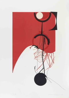 «Composición abstracta», litografía de Gianni Polidori, abstracta, década de 1970, sin enmarcar