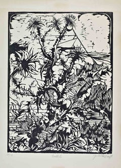 Disteln – Holzschnitt von Karl Wittig – 1971