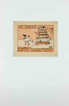 Ex libris dedicato a Gino Sabattini – Sic transit, xilografia, metà del XX secolo
