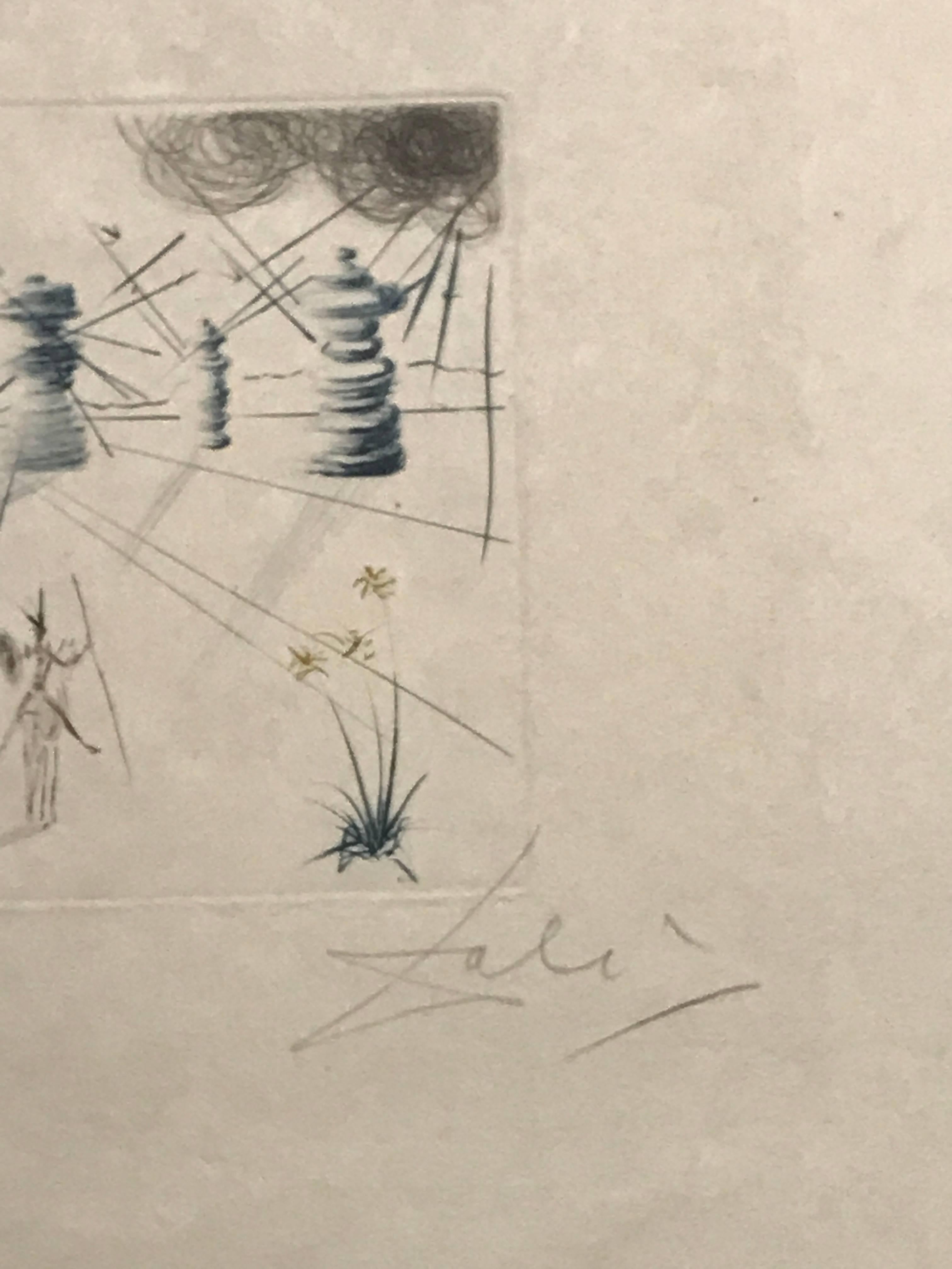 Don Quichotte et les Moulins à Vent - Print by Salvador Dalí